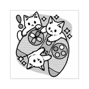 Carimbo De Borracha Gamer Design - Purr On Gamer Joystick Art