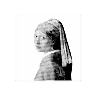 Carimbo De Borracha Garota com pintura de retrato de cor Pérola