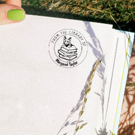 Carimbo De Borracha Gato Azul Russo, Livro Da Biblioteca De