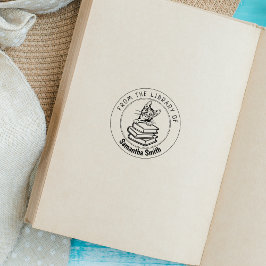 Carimbo De Borracha Gato Bengala, Livro Da Biblioteca De