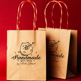 Carimbo De Borracha Gato bonito feito à mão com amor, grande