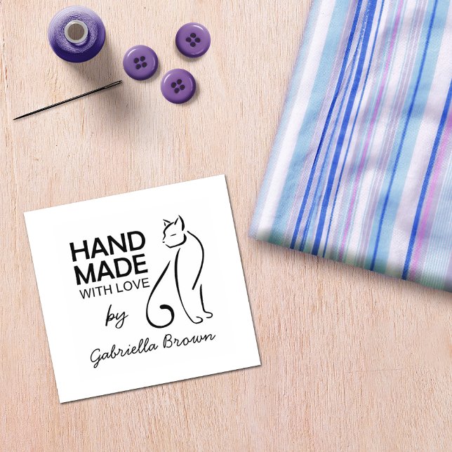 Carimbo De Borracha Gato Bonito Feito De Mão Com Amor (Criador carregado)