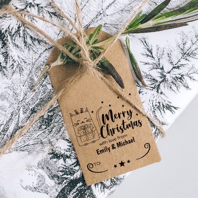 Carimbo De Borracha Gato Bonito Feliz Natal com amor, Casal (Criador carregado)