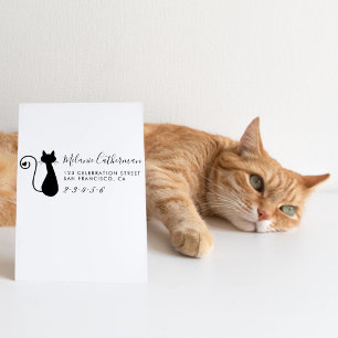 Carimbo De Borracha Gato e Coração Bonitos Nome personalizado e ende