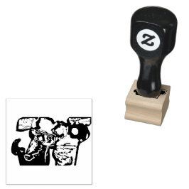 Carimbo De Borracha Gato e flores