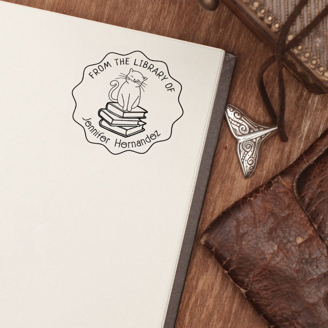 Carimbo De Borracha Gato e Livros Bons, Da Biblioteca De, (Criador carregado)