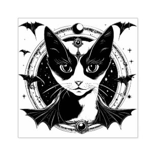 Carimbo De Borracha Gato e Morcegos I Cartaz de Arte de Madeira