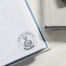 Carimbo De Borracha Gato Esfingx, Livro Da Biblioteca De