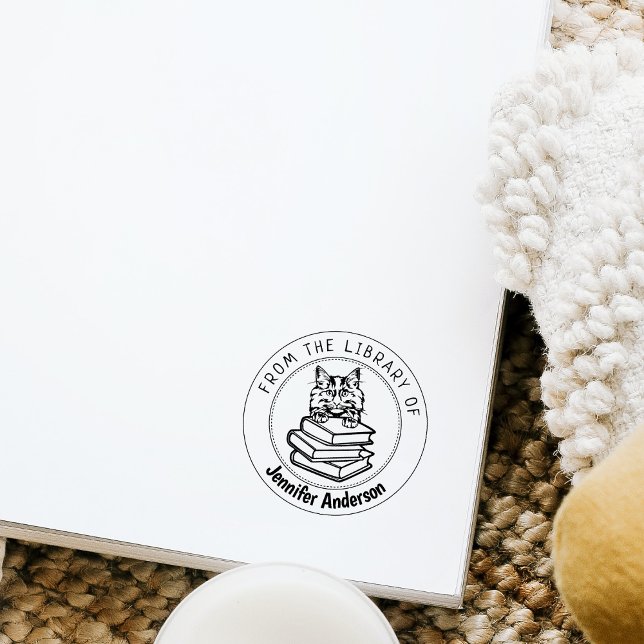 Carimbo De Borracha Gato Florestal Norueguês, Livro Da Biblioteca De (Criador carregado)