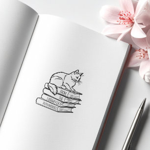 Carimbo De Borracha Gato Fofo da Biblioteca, Ex-Libris Personalizado