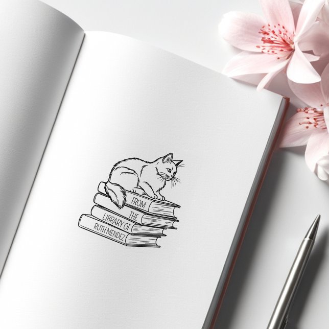 Carimbo De Borracha Gato Fofo da Biblioteca, Ex-Libris Personalizado  (Criador carregado)
