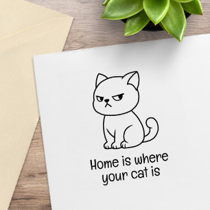 Carimbo De Borracha Gato Mal-Humorado com Texto Personalizado