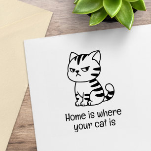 Carimbo De Borracha Gato Malhado Irritado com Texto Personalizado