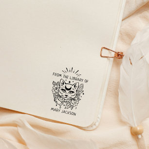 Carimbo De Borracha Gato Místico Da Biblioteca De