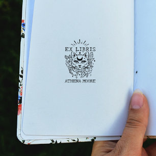 Carimbo De Borracha Gato Místico, Ex-Livro Libris Personalizado