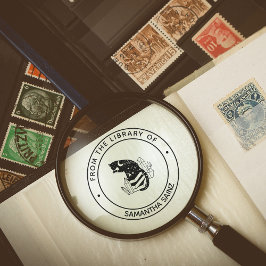 Carimbo De Borracha Gato Negro com Cristais da Biblioteca do Livro