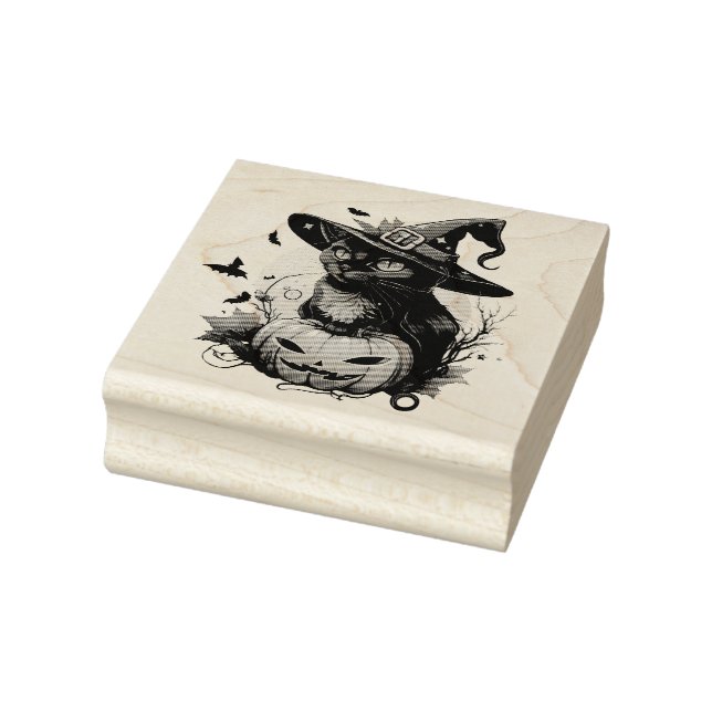 Carimbo De Borracha Gato Preto, Morcegos e Jack-O-Lantern (Carimbo)