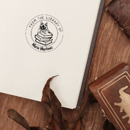 Carimbo De Borracha Gato Siamês, Livro Da Biblioteca De