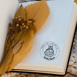 Carimbo De Borracha Gato Siberiano, Livro Da Biblioteca De