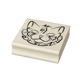 Carimbo De Borracha Gato Tribal Negro e Branco