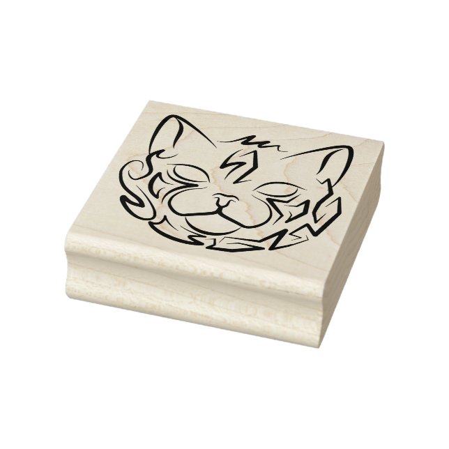 Carimbo De Borracha Gato Tribal Negro e Branco (Carimbo)
