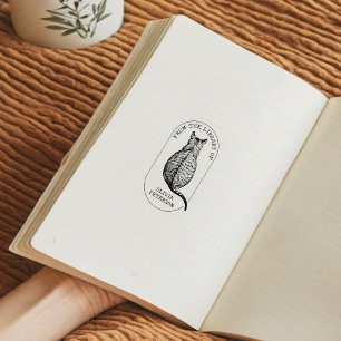 Carimbo De Borracha Gato Vintage Personalizado Da Biblioteca De