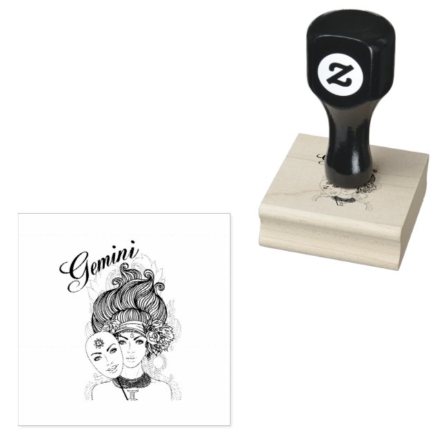 Carimbo De Borracha Gemini Zodiac Design (Carimbado)