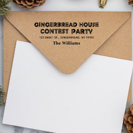 Carimbo De Borracha Gingerbird House Concurso de festas de madeira