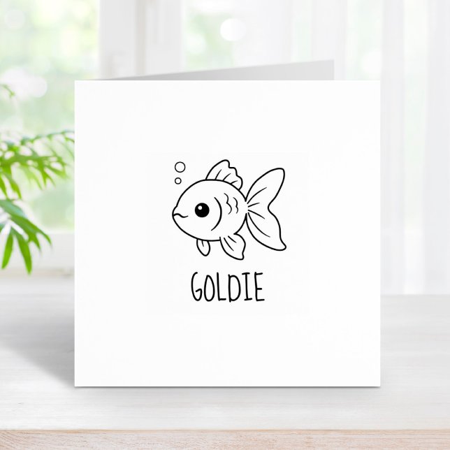 Carimbo De Borracha Goldfish Pet Custom Name 1x1 (Criador carregado)