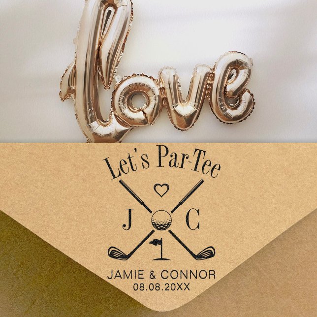 Carimbo De Borracha Golf Let's Par-Tee Wedding Save the Date (Criador carregado)
