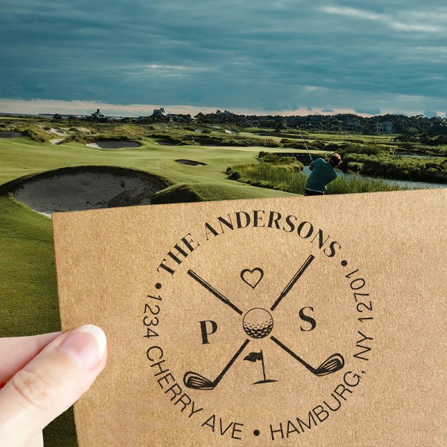 Carimbo De Borracha Golf Vamos Par-Tee Nome Endereço de Devolução (Criador carregado)