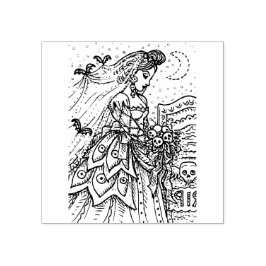 CARIMBO DE BORRACHA GÓTICO HALLOWEEN BRIDE, VEIL BAT, BUQUÊ DE HÁCULAS