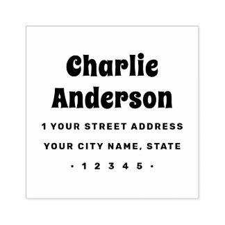 Carimbo De Borracha Groovy name bold typography return address