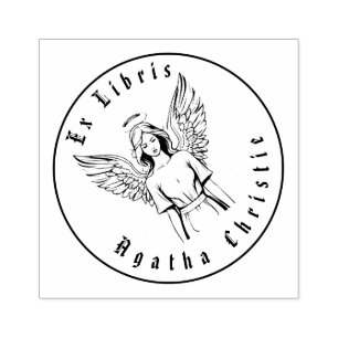 Carimbo De Borracha Guardian Angel Girl Black and White Personalizada
