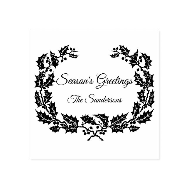 Carimbo De Borracha Habitação de Holly Wreath Season (Impressão)