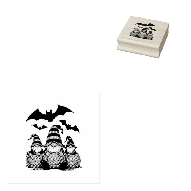 Carimbo De Borracha Halloween Gnome Wood Art Stamp (Carimbado)