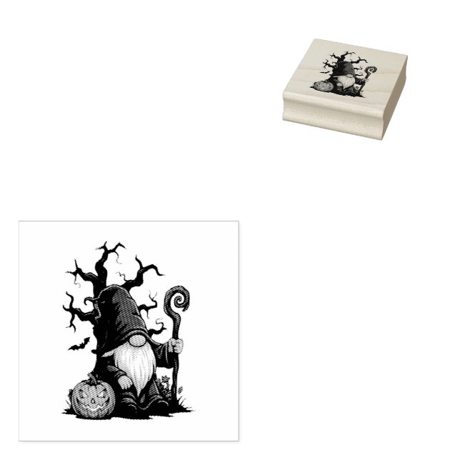 Carimbo De Borracha Halloween Gnome Wood Art Stamp (Carimbado)