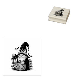 Carimbo De Borracha Halloween Gnome Wood Art Stamp