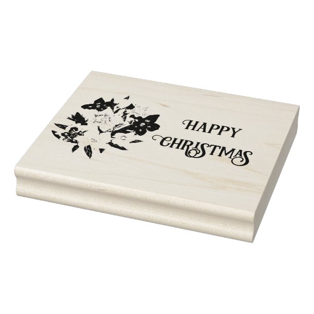 Carimbo De Borracha Happy Christmas Floral Rubber Stamp (Carimbo)