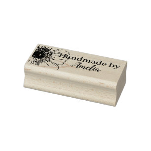 Carimbo De Borracha Happy Daisy "Handmade by"