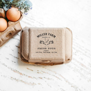 Carimbo De Borracha happy hens laurel branch egg carton stamp
