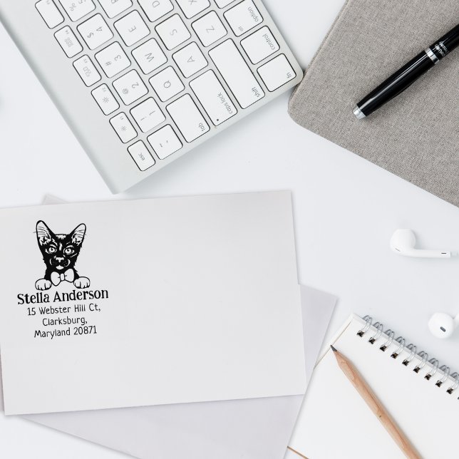 Carimbo De Borracha Havana Brown Cat Return Address (Criador carregado)