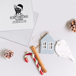 Carimbo De Borracha Havana Brown Cat Return Address Natal