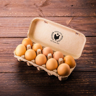 Carimbo De Borracha Hen Heart Wreath Frescos Nome da Fazenda