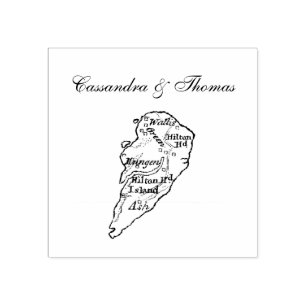 Carimbo De Borracha Hilton Head Island SC Vintage Map Marinho Blue