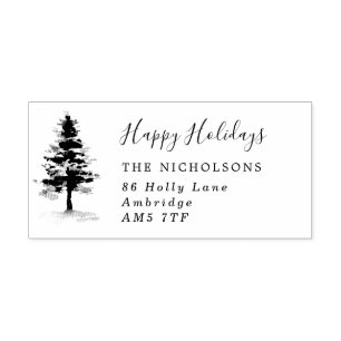 Carimbo De Borracha Holiday Etch Pine Tree Family Address Rubber Sta