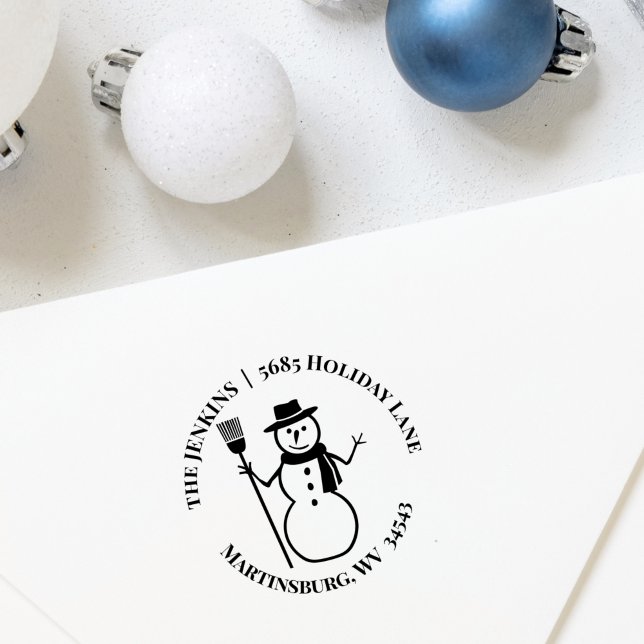 Carimbo De Borracha Holiday Snowman Winter Return Address (Criador carregado)