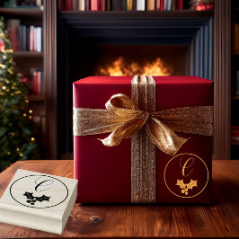 Carimbo De Borracha Holly and Berries Christmas Holiday Monogram