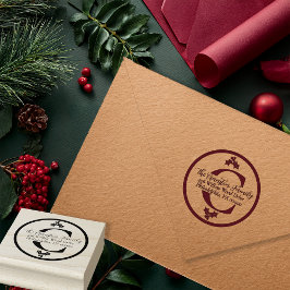 Carimbo De Borracha Holly and Berries Christmas Holiday Monogram