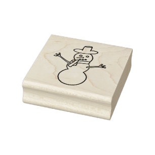 Carimbo De Borracha Homem de Neve Aberto em Chapéu e Borracha Scarf
